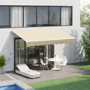 10’x8’ Manual Retractable Sun Shade Patio Awning - Beige