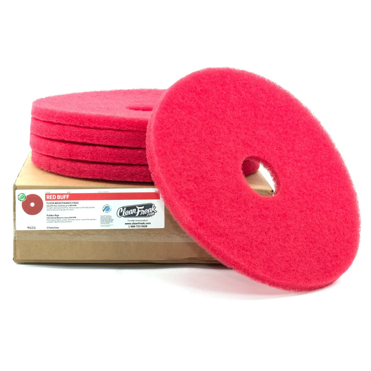 16" Red Floor Scrubbing Pads - Case of 5