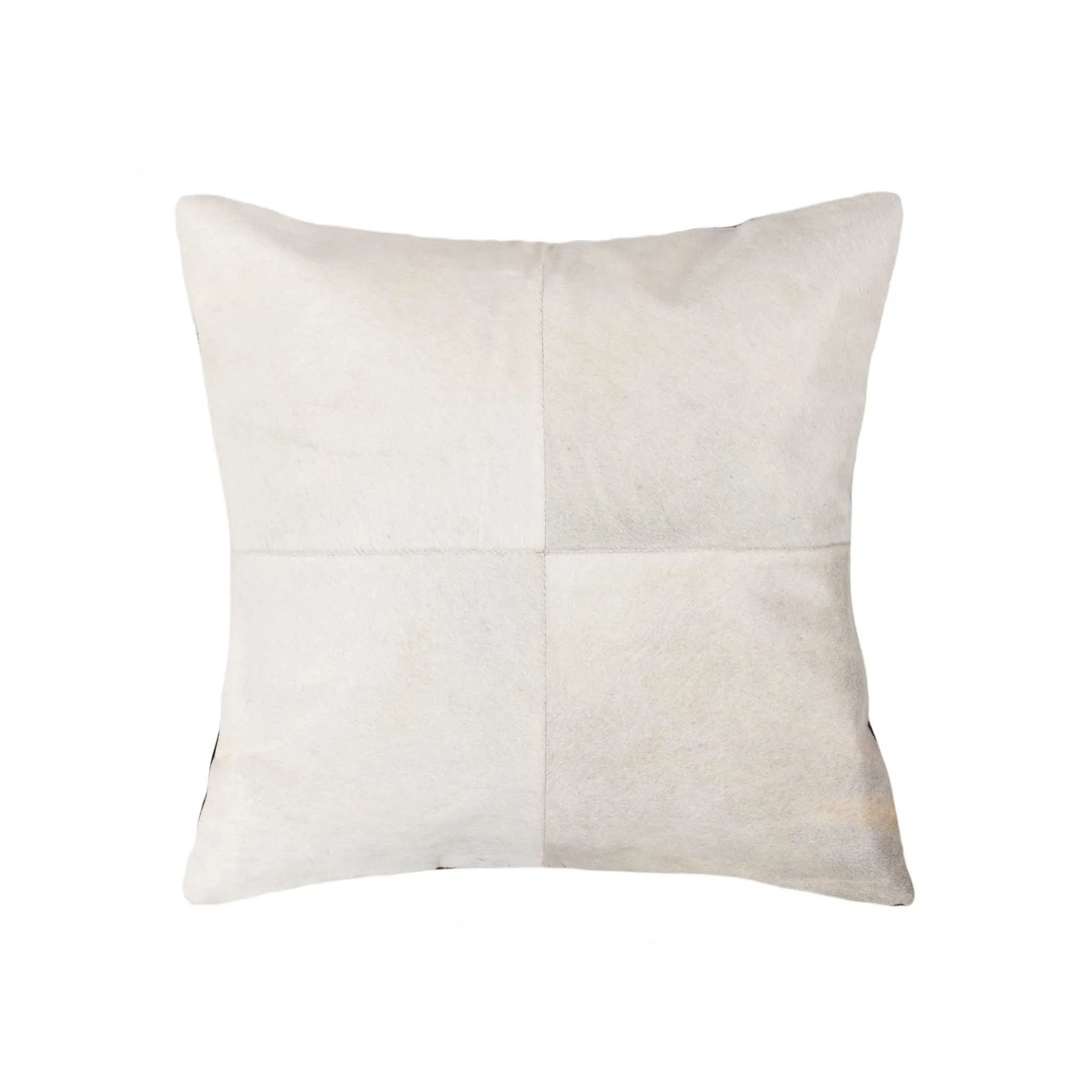 18" White Cowhide Throw Pillow