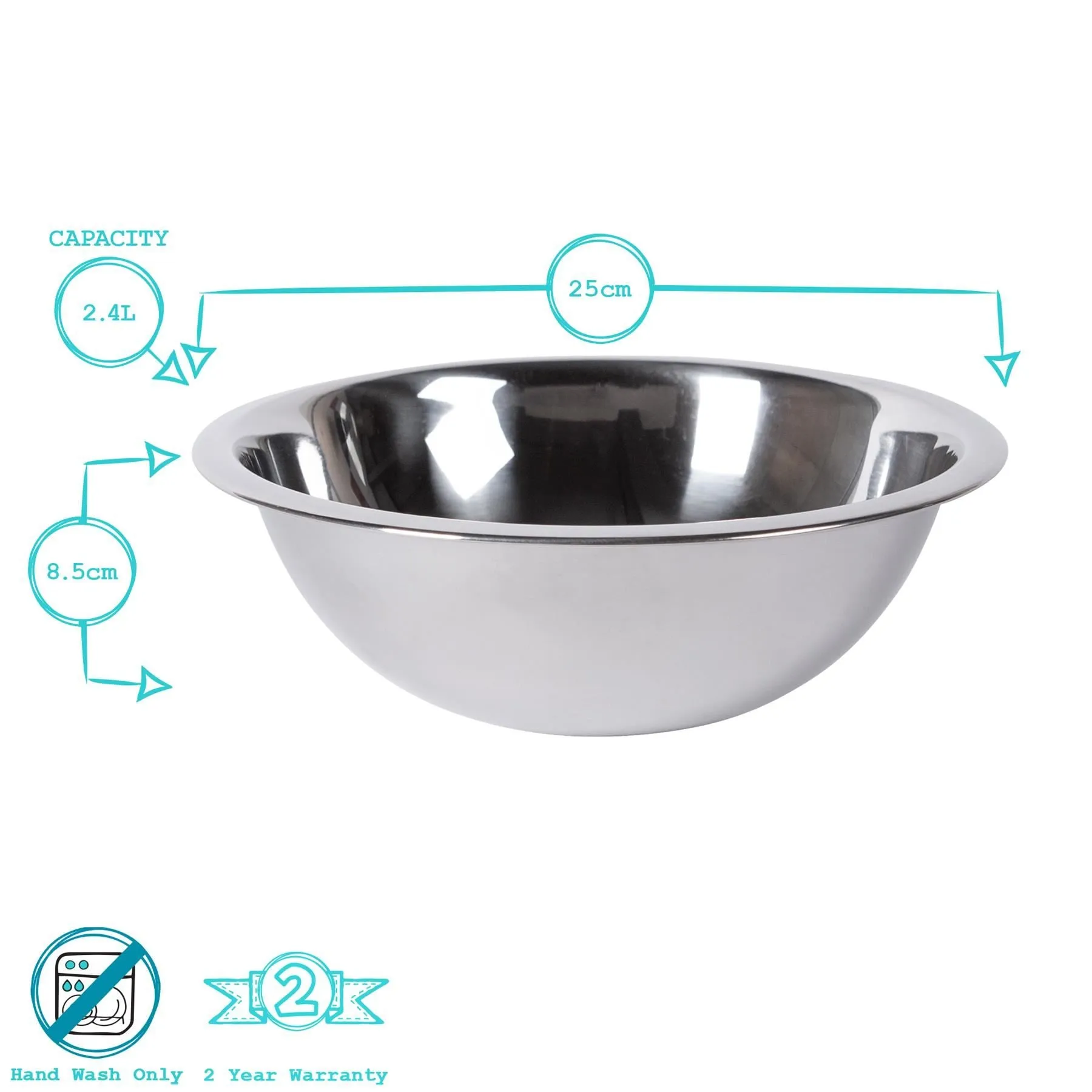 2.4L Stainless Steel Mixing Bowl - By Argon Tableware