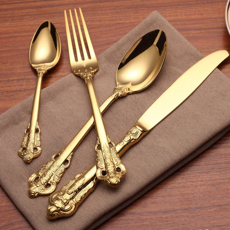 304 Stainless Steel Titanium Hotel Tableware Set