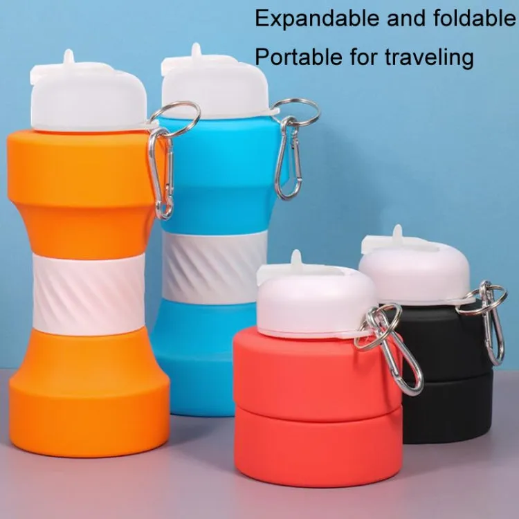 650ml Large Capacity Sports Silicone Water Bottle Foldable Fitness Dumbbell Water Mug(Black)