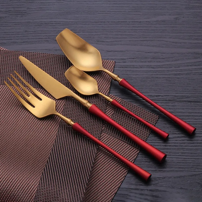 A Gold Dinnerware Of Stainless Steel Cutlery Set With Forks Knives Spoons For A Christmas Gift