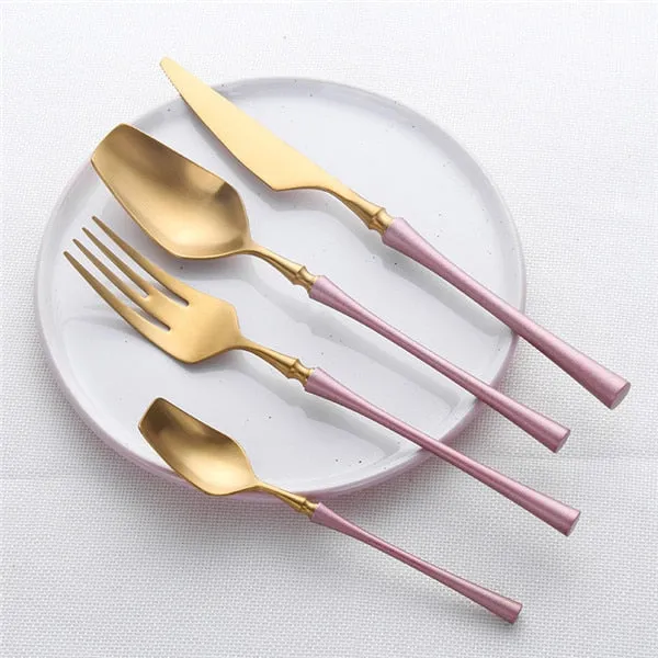 A Gold Dinnerware Of Stainless Steel Cutlery Set With Forks Knives Spoons For A Christmas Gift