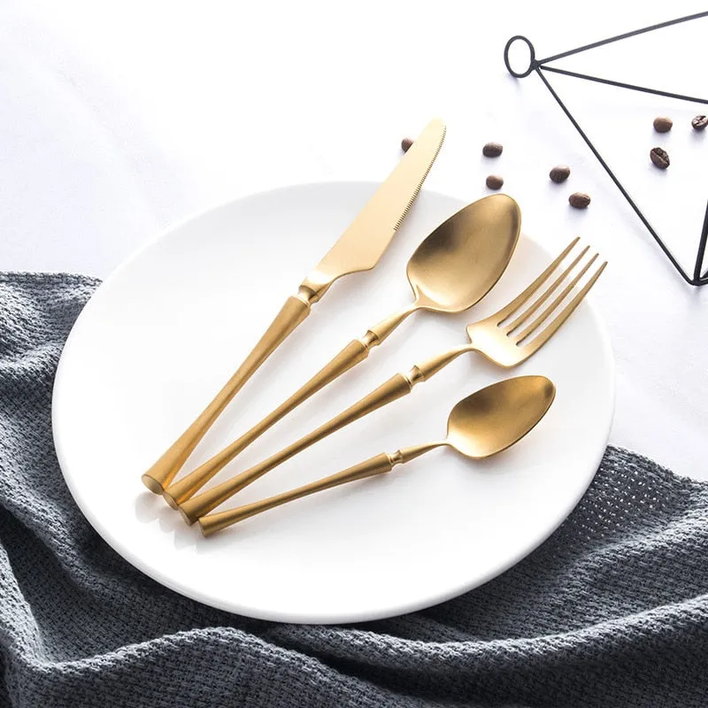 A Gold Dinnerware Of Stainless Steel Cutlery Set With Forks Knives Spoons For A Christmas Gift