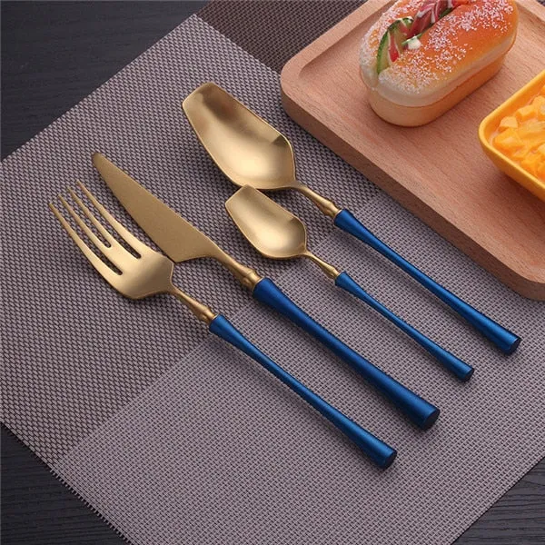 A Gold Dinnerware Of Stainless Steel Cutlery Set With Forks Knives Spoons For A Christmas Gift