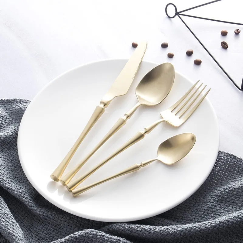 A Gold Dinnerware Of Stainless Steel Cutlery Set With Forks Knives Spoons For A Christmas Gift