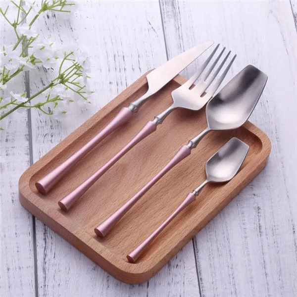 A Gold Dinnerware Of Stainless Steel Cutlery Set With Forks Knives Spoons For A Christmas Gift