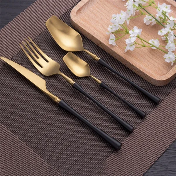 A Gold Dinnerware Of Stainless Steel Cutlery Set With Forks Knives Spoons For A Christmas Gift