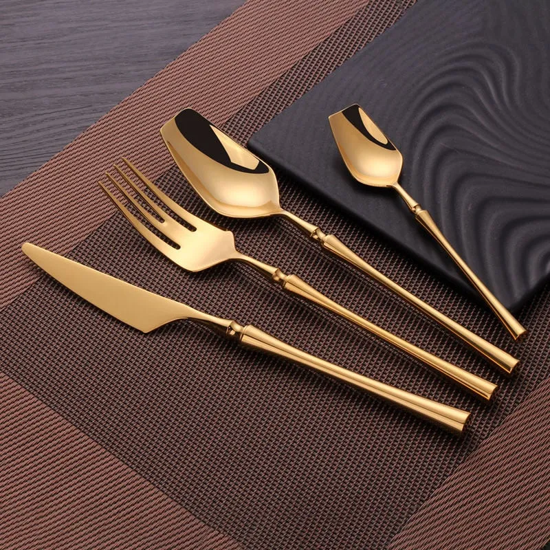 A Gold Dinnerware Of Stainless Steel Cutlery Set With Forks Knives Spoons For A Christmas Gift