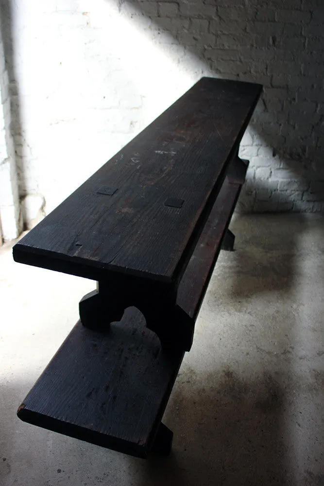 A Good Near Pair of c.1860s Gothic Revival Oak Benches in the Manner of A.W.N. Pugin