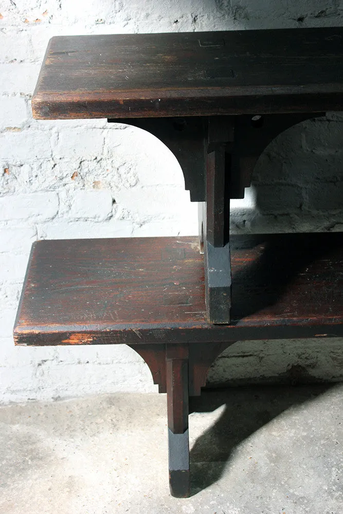 A Good Near Pair of c.1860s Gothic Revival Oak Benches in the Manner of A.W.N. Pugin