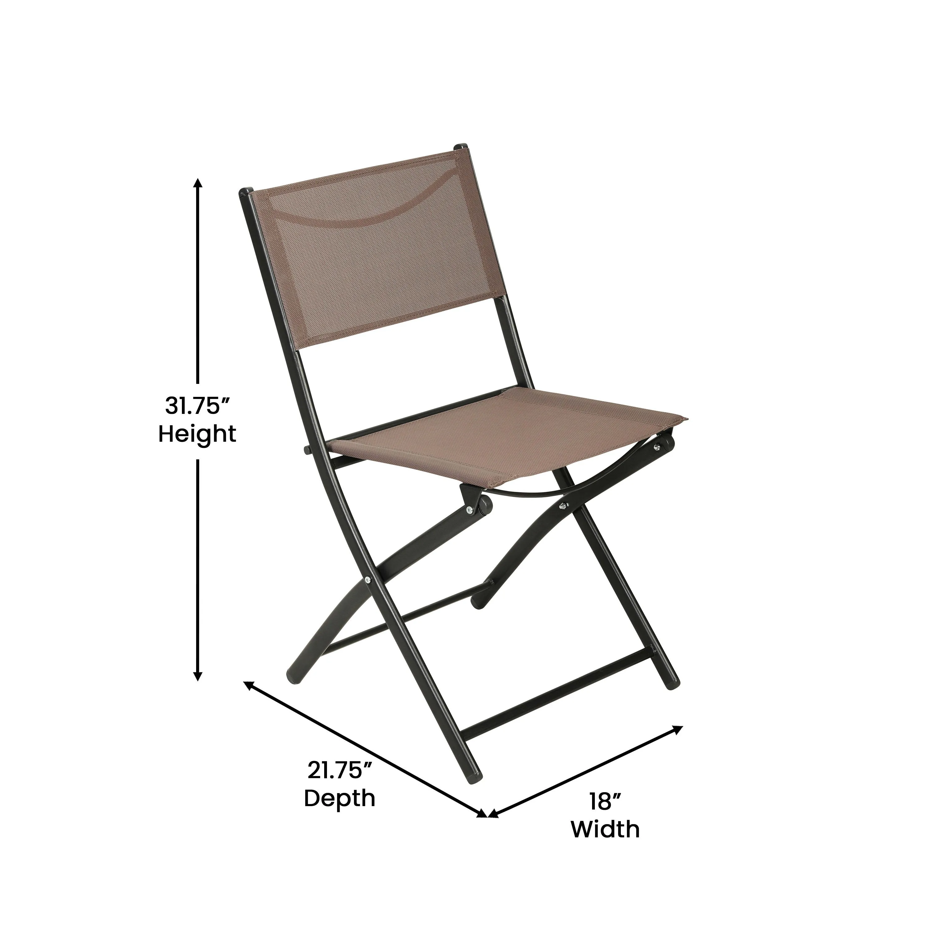 Brazos Set of 2 Commercial Grade Indoor/Outdoor Folding Chairs with Flex Comfort Material Backs and Seats and Metal Frames