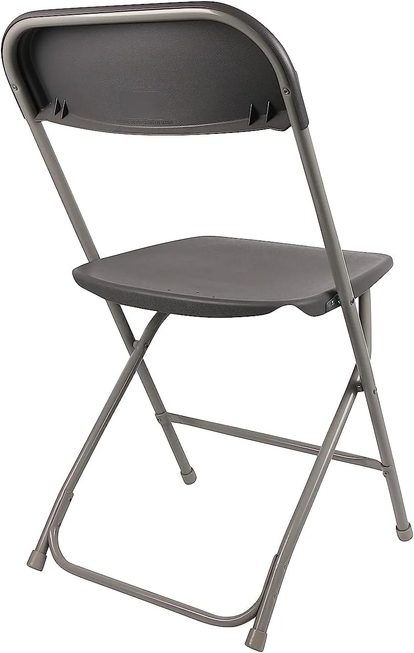 BTExpert Gray Plastic Folding Chair Steel Frame Commercial High Capacity Event Chair lightweight Set for Office Wedding Party Picnic Kitchen Dining Church School Set of 4