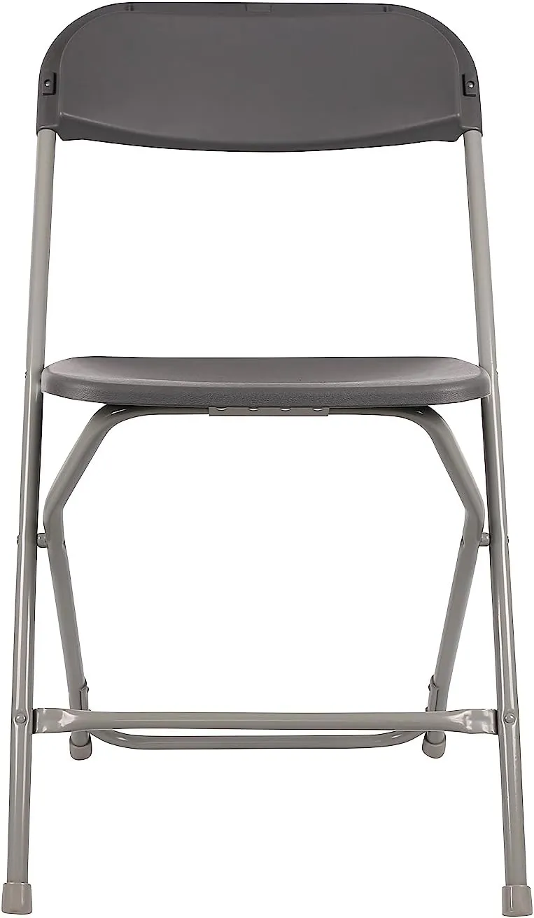 BTExpert Gray Plastic Folding Chair Steel Frame Commercial High Capacity Event Chair lightweight Set for Office Wedding Party Picnic Kitchen Dining Church School Set of 4