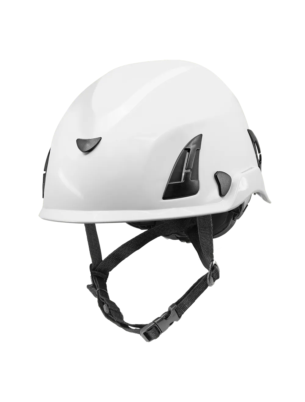 Bullhead Safety™ Head Protection - White Climbing Style Protective Helmet with Six-Point Ratchet Suspension and Four-Point Chin Strap - HH-CH1-W