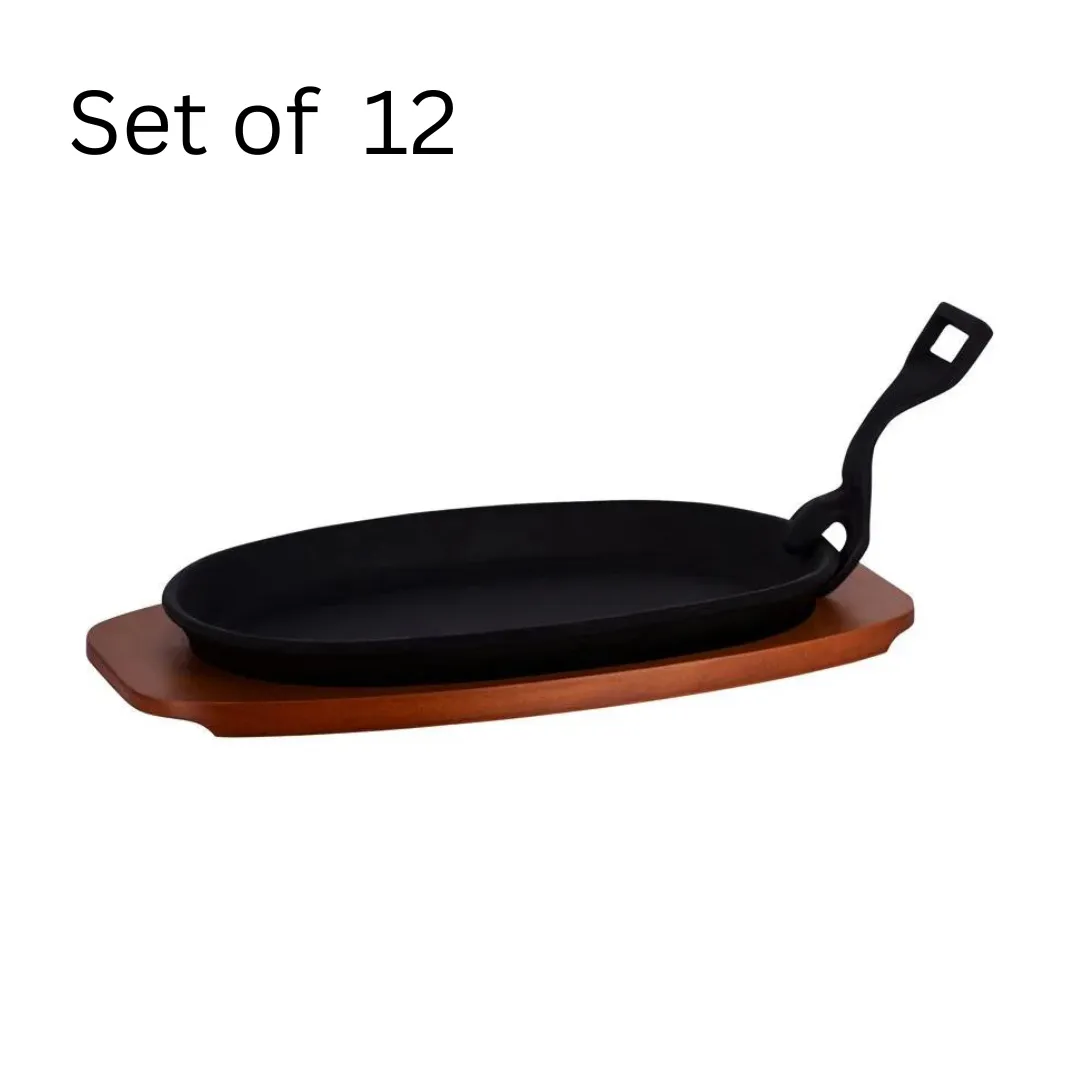 CHEF INOX STEAK SIZZLER w/HDL BLK CAST IRON 240x140mm (Set of 12 )