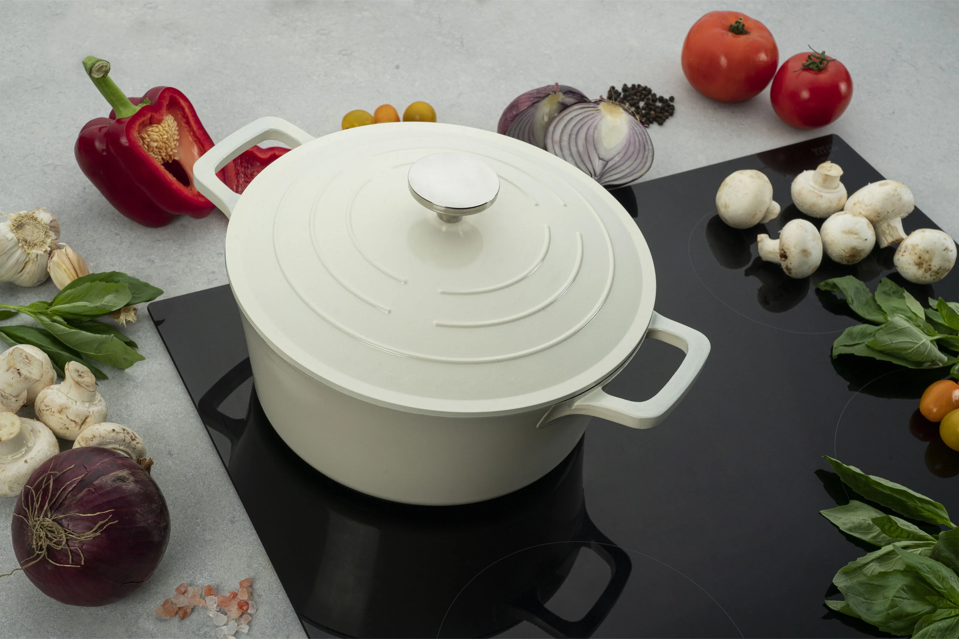 Commichef Cast Aluminium 28cm Round Casserole - Cream