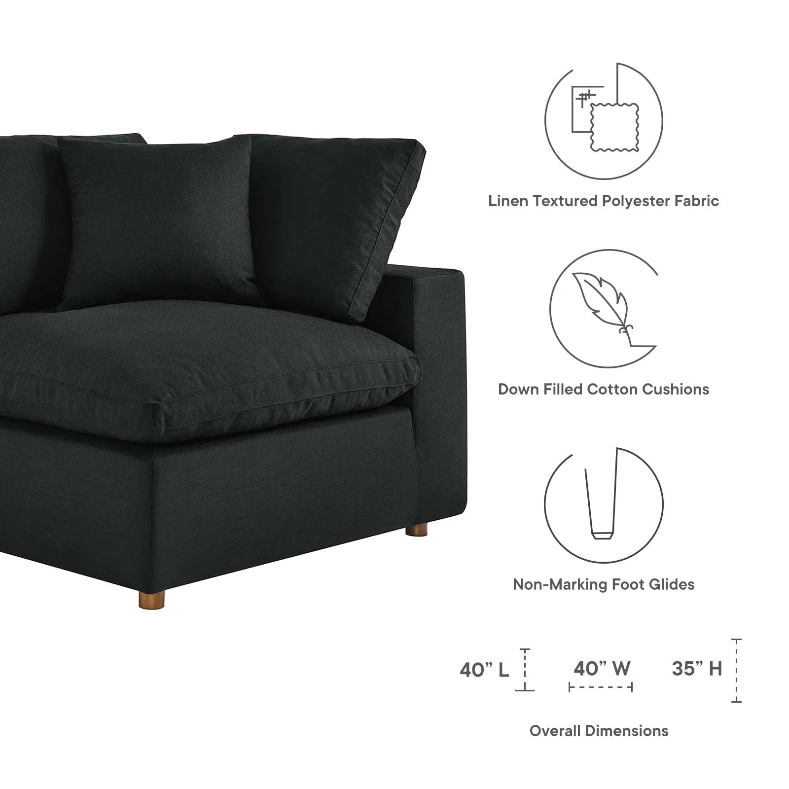 Commix Down Filled Overstuffed 7-Piece Sectional Sofa Black EEI-3364-BLK