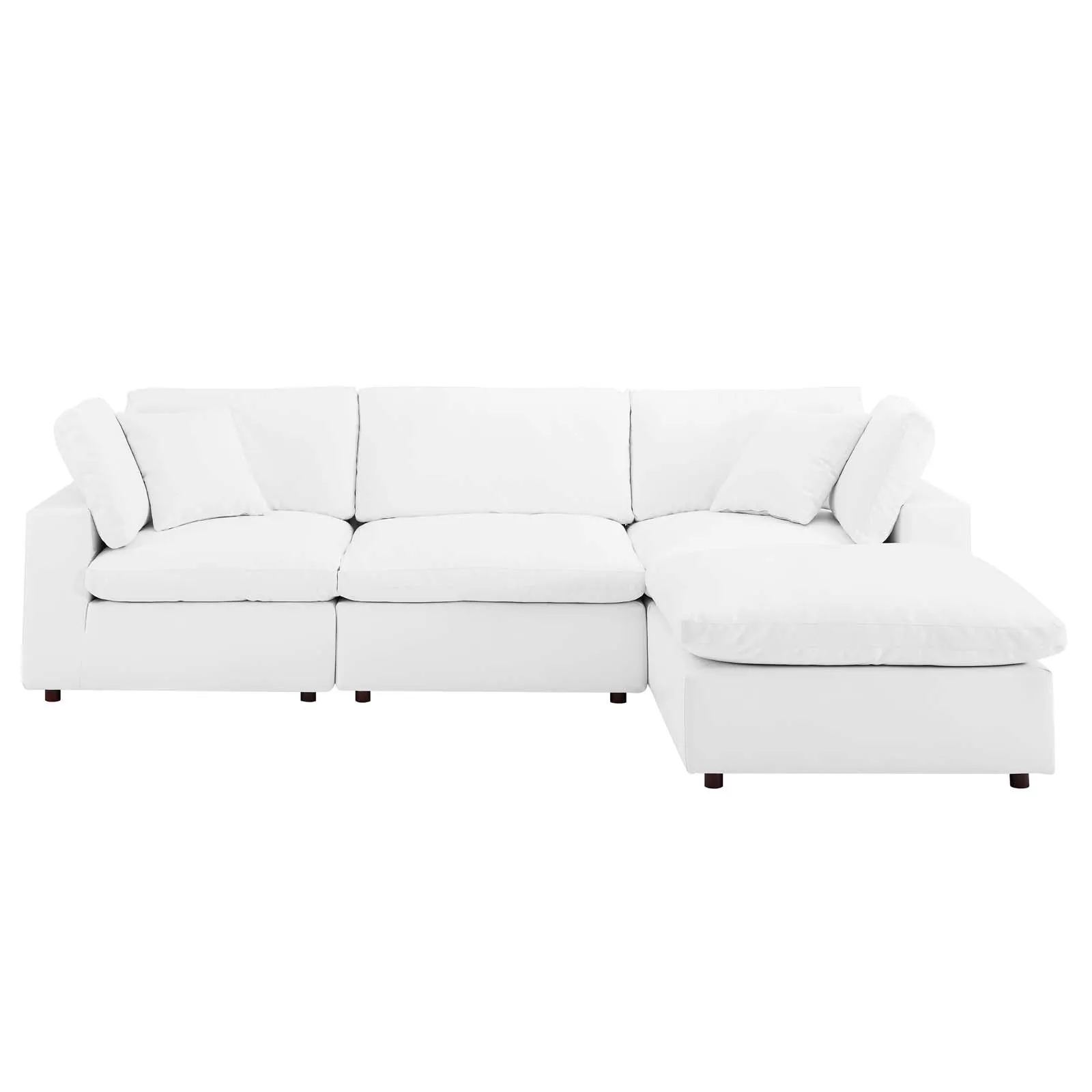 Commix Down Filled Overstuffed Vegan Leather 4-Piece Sectional Sofa White EEI-4915-WHI