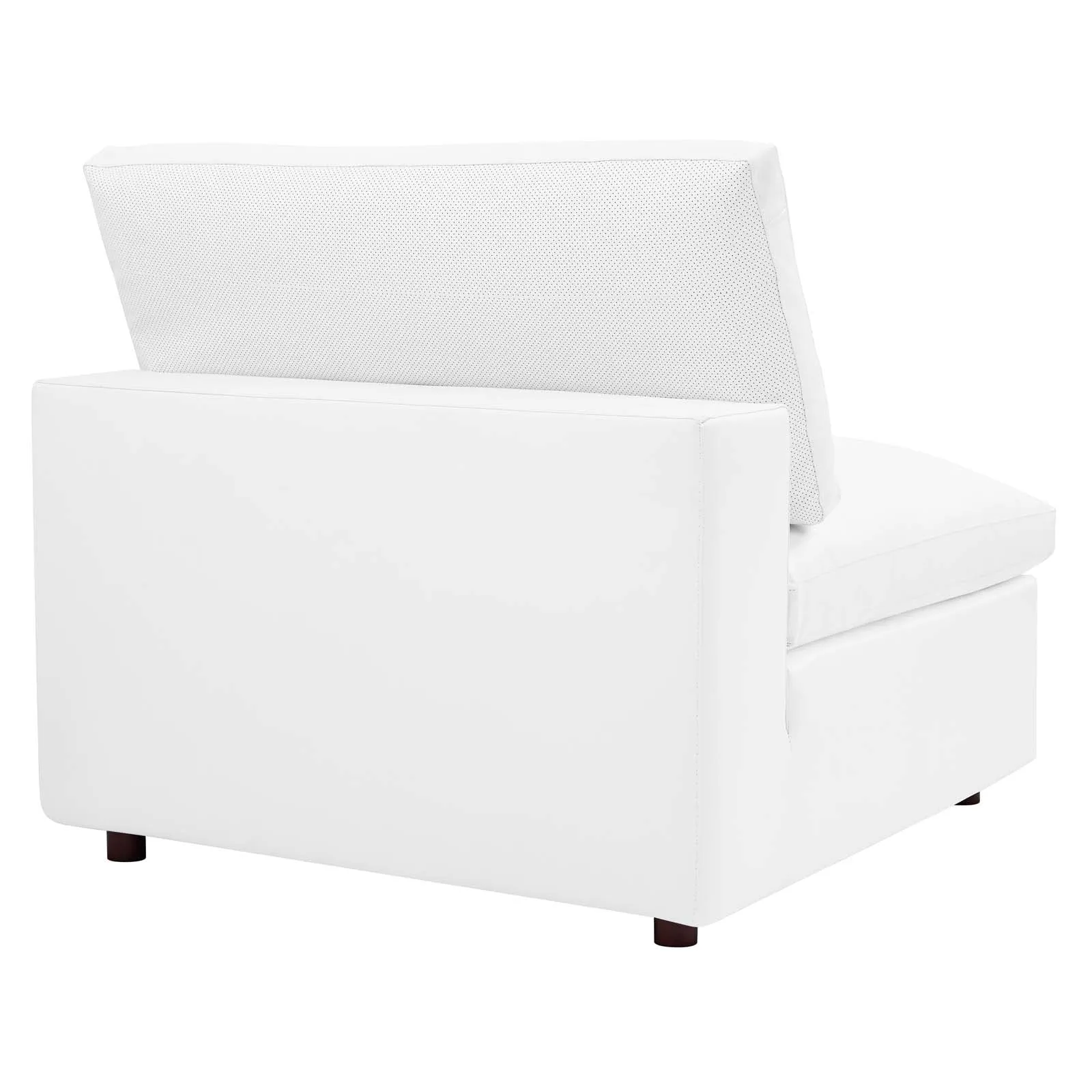 Commix Down Filled Overstuffed Vegan Leather 4-Piece Sectional Sofa White EEI-4915-WHI