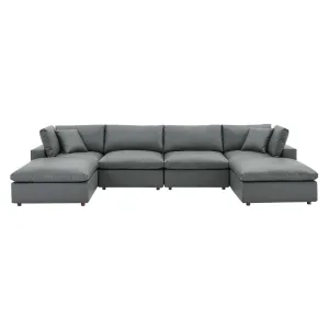 Commix Down Filled Overstuffed Vegan Leather 6-Piece Sectional Sofa