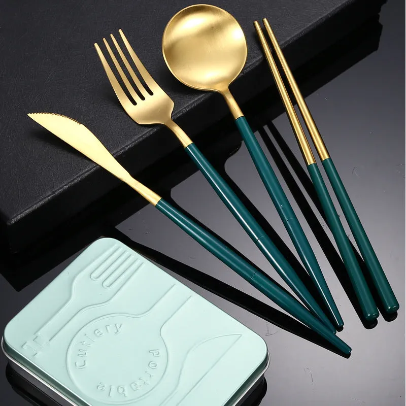 Creative Splicing Tableware 304 Stainless Steel Portuguese Knife Fork Spoon and Chopsticks Western Tableware