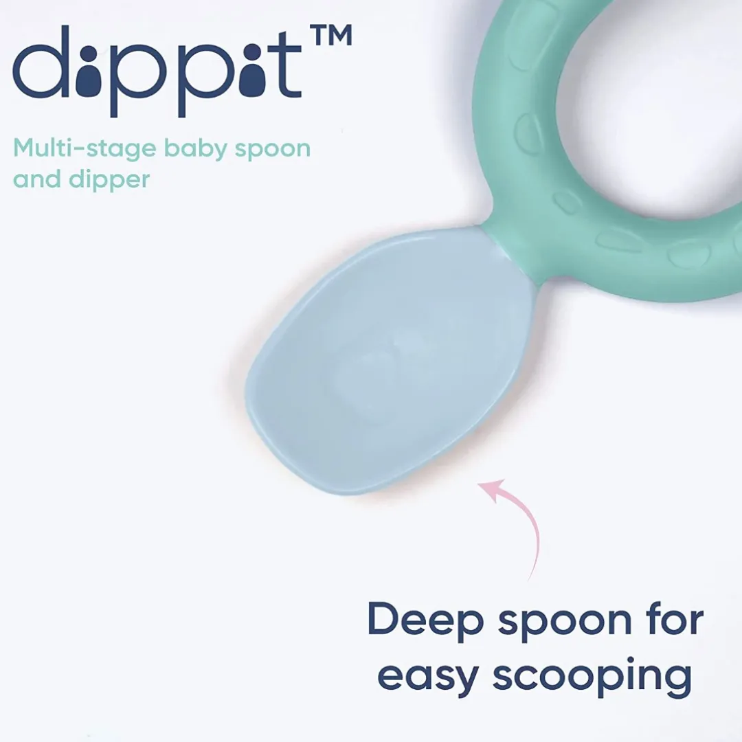 Dippit Multi Stage Baby Weaning Spoon and Dipper Mint & Blue - Pack of 2