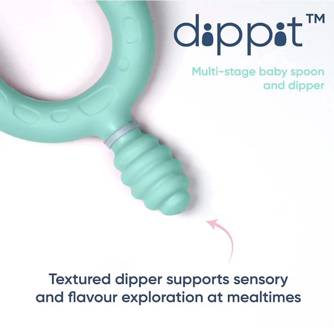 Dippit Multi Stage Baby Weaning Spoon and Dipper Mint & Blue - Pack of 2