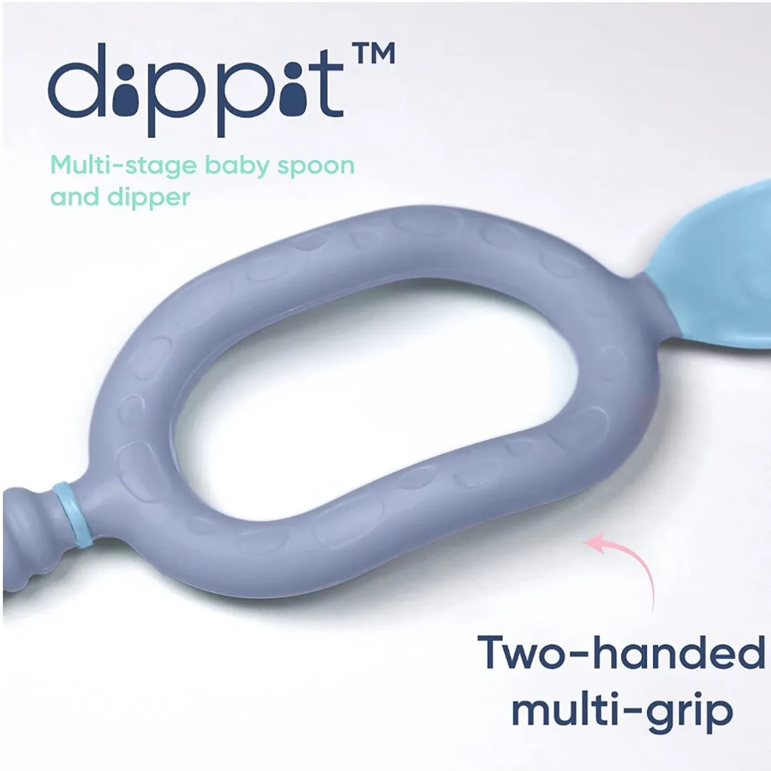 Dippit Multi Stage Baby Weaning Spoon and Dipper Mint & Blue - Pack of 2