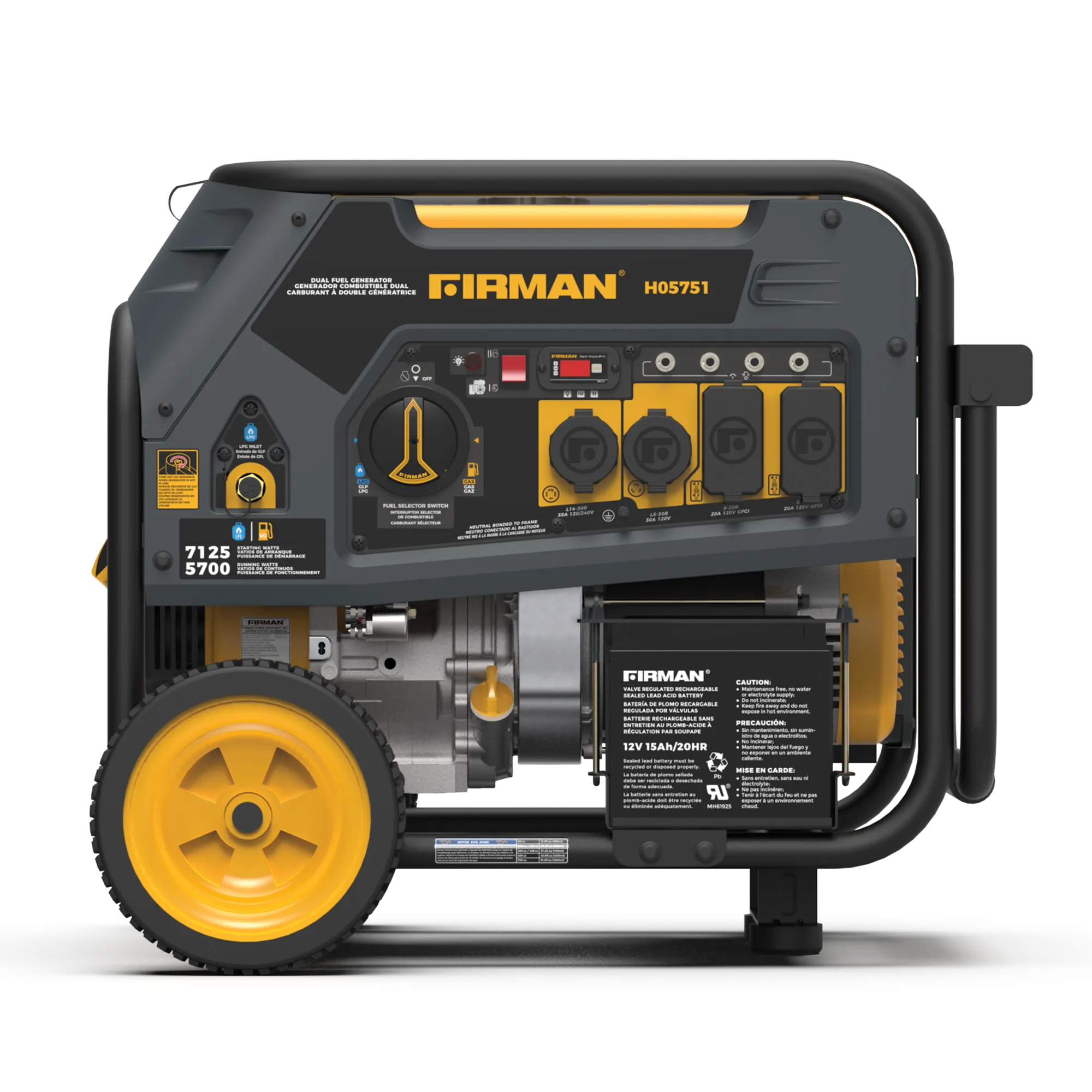 Dual Fuel Portable Generator 5700W Electric Start 120/240V