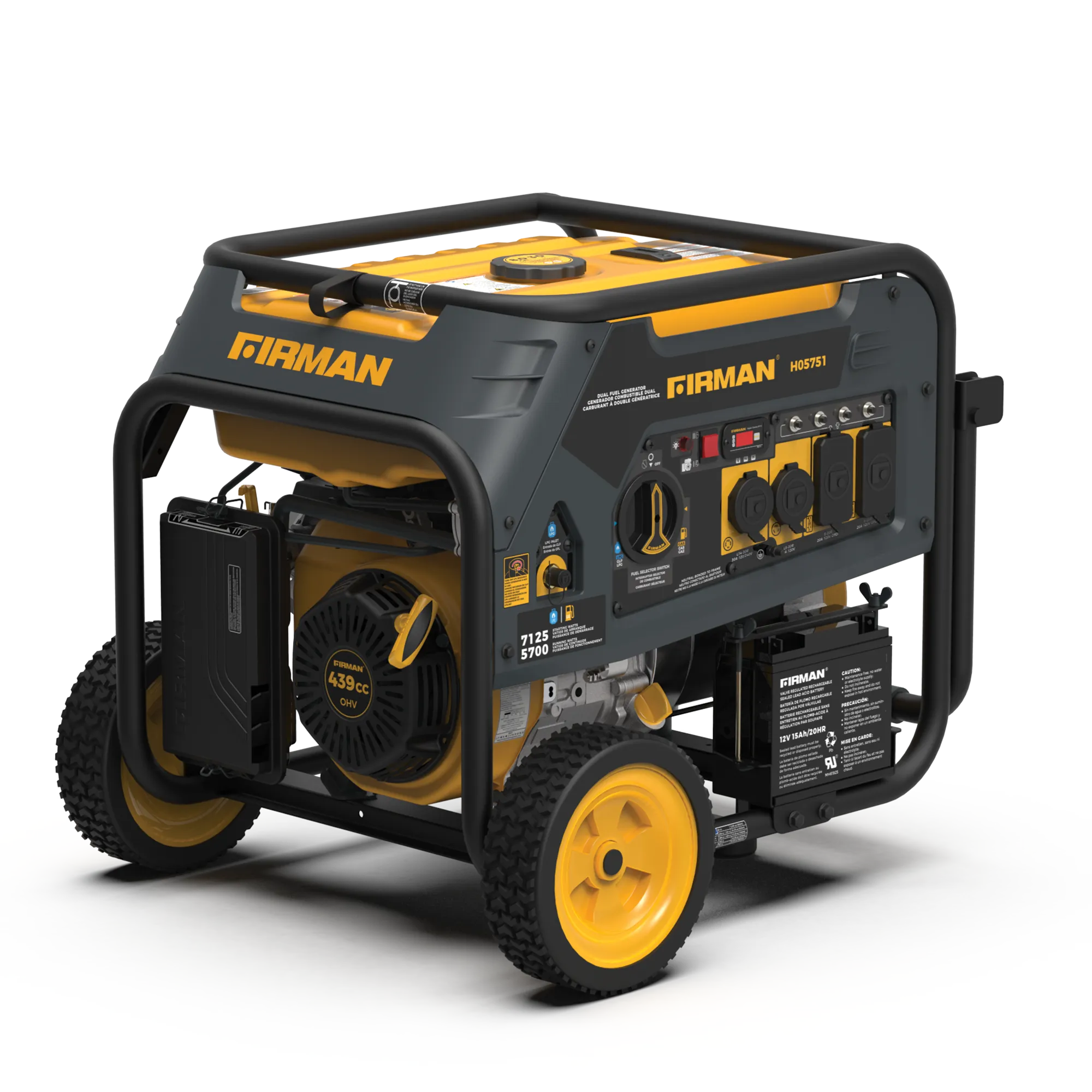 Dual Fuel Portable Generator 5700W Electric Start 120/240V