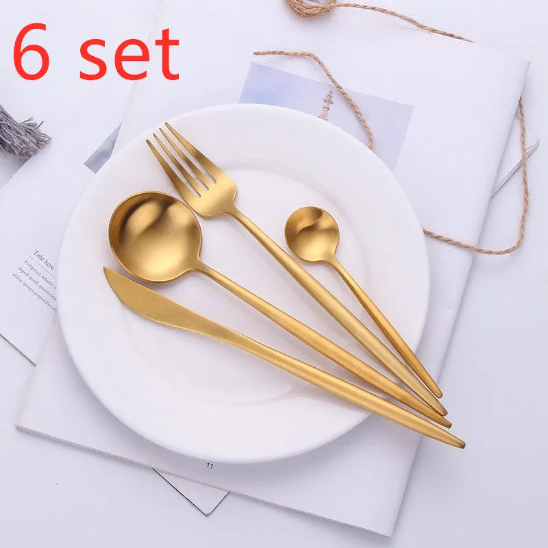 Elegant Portuguese Anti Corrosion Stainless Steel Tableware Set