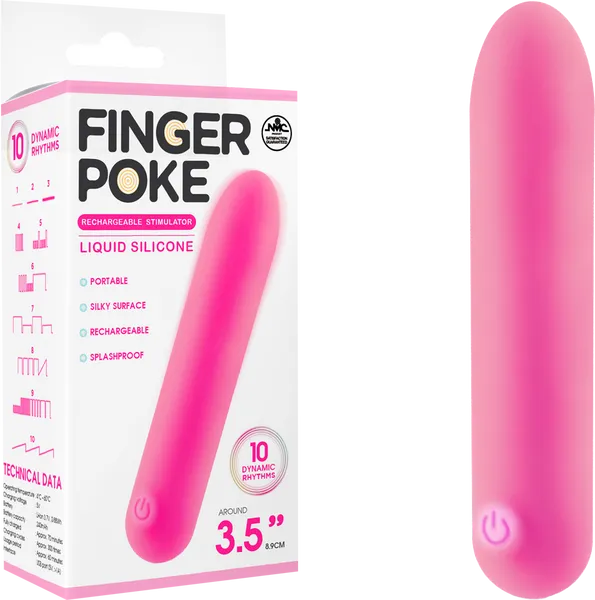 Excellent Power Finger Poke Stimulator 10 Dynamic rhythms 3.5" Rechargeable