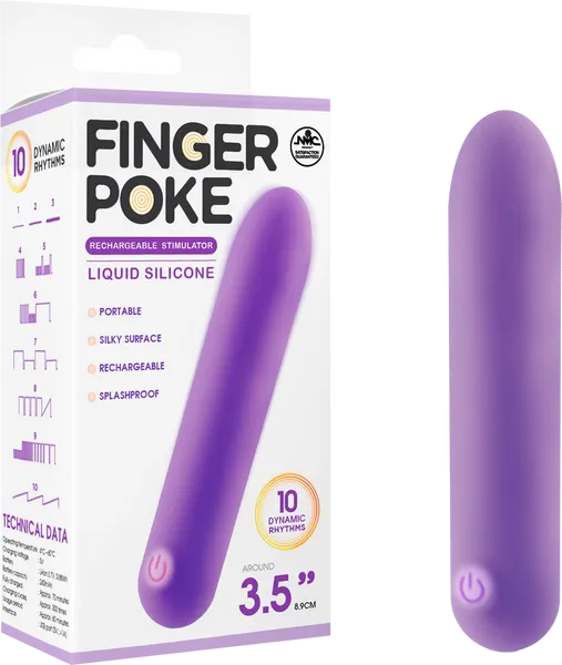 Excellent Power Finger Poke Stimulator 10 Dynamic rhythms 3.5" Rechargeable