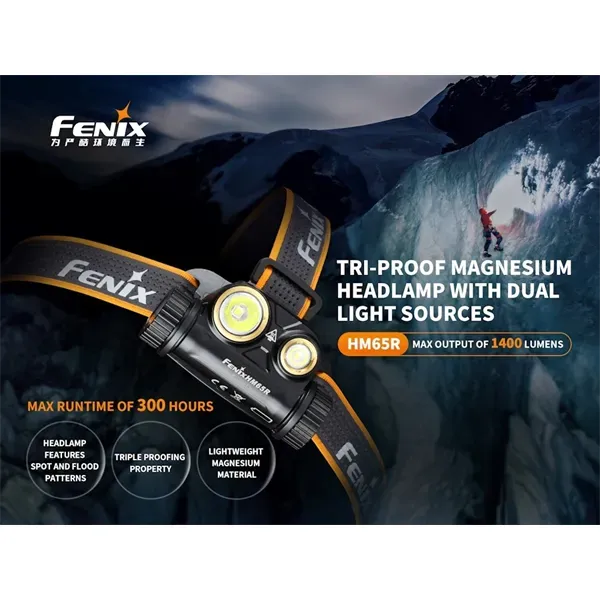 Fenix HM65R Shadowmaster Rechargeable Spot and Floodlight Headlamp