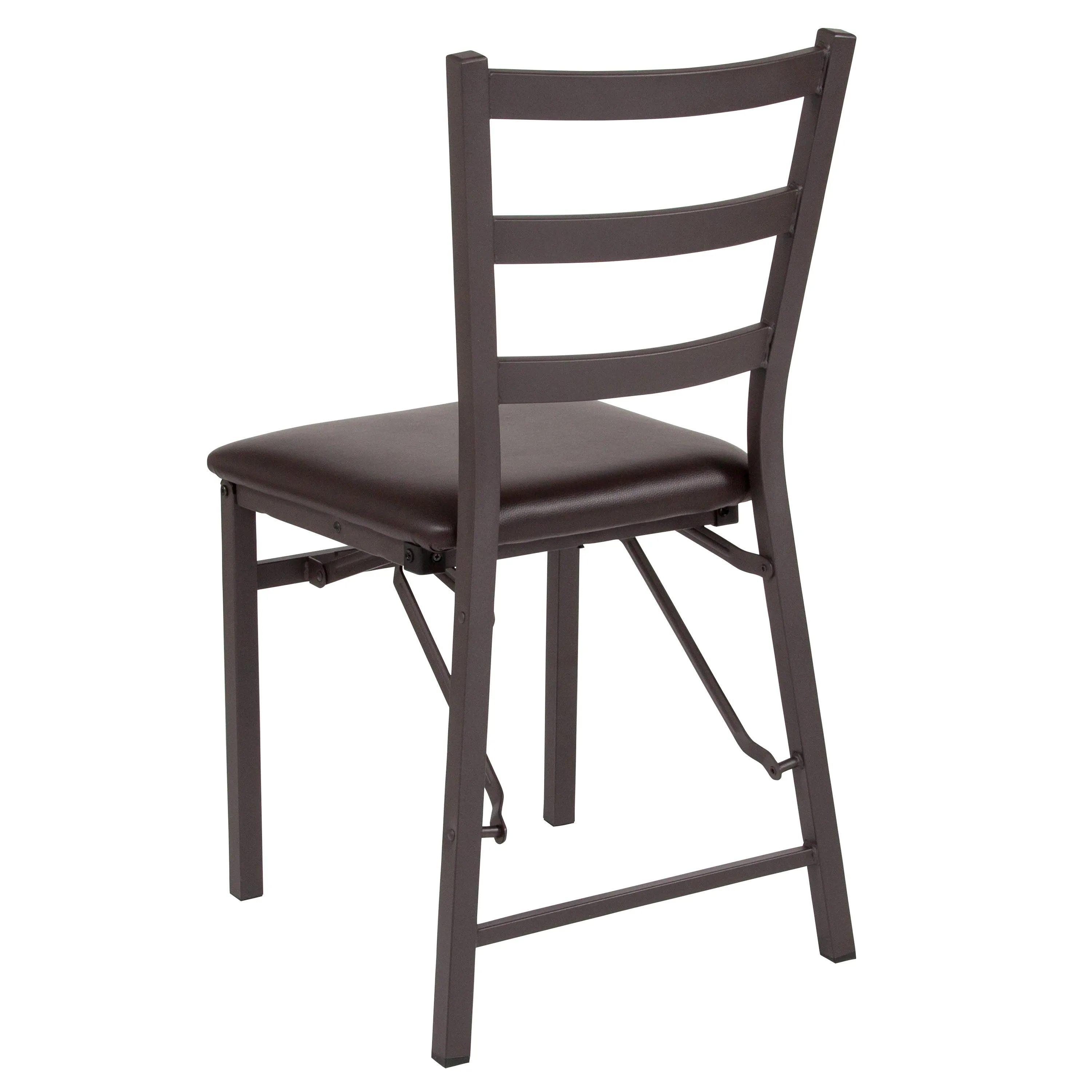 Folding Ladder Back Metal Chair with Vinyl Seat