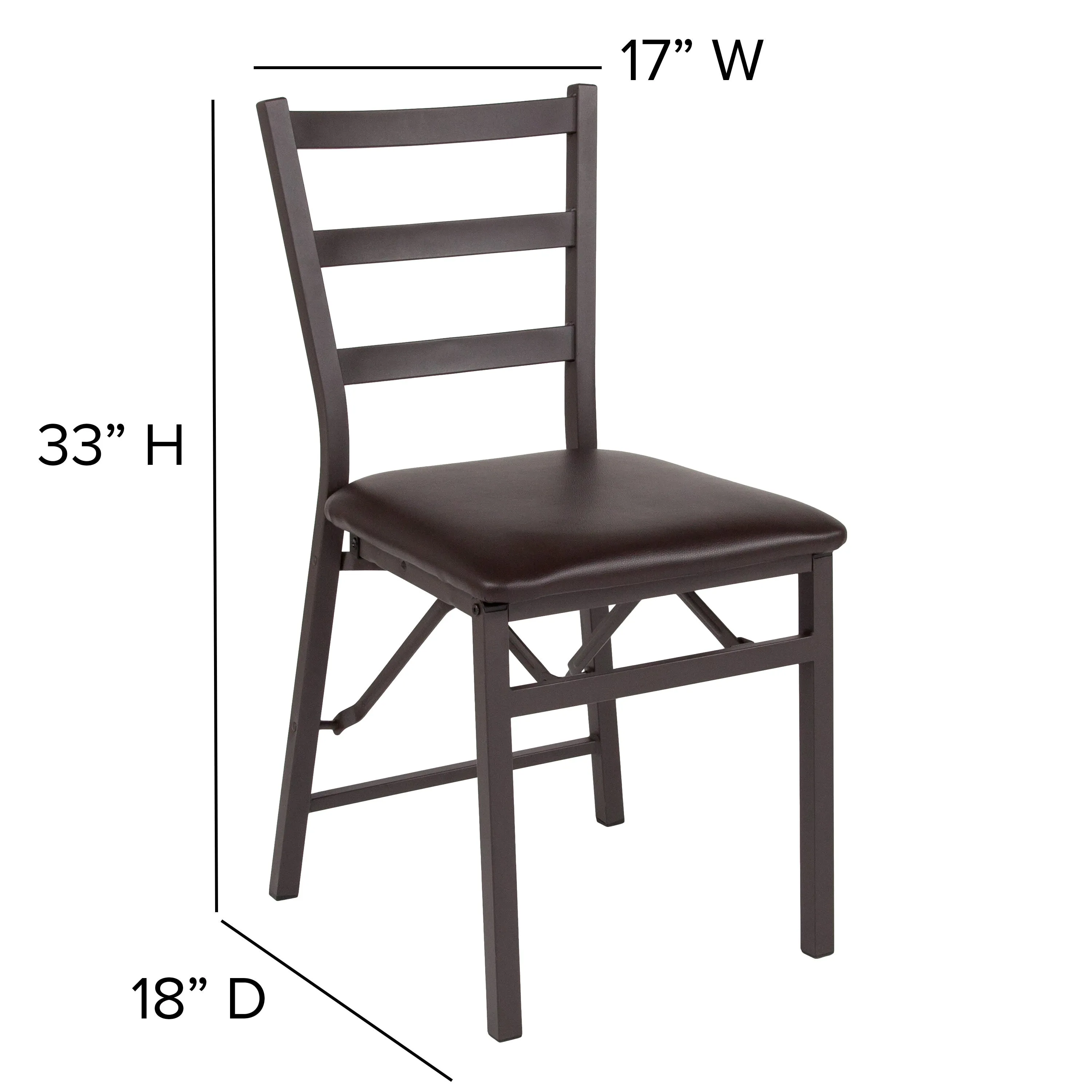 Folding Ladder Back Metal Chair with Vinyl Seat