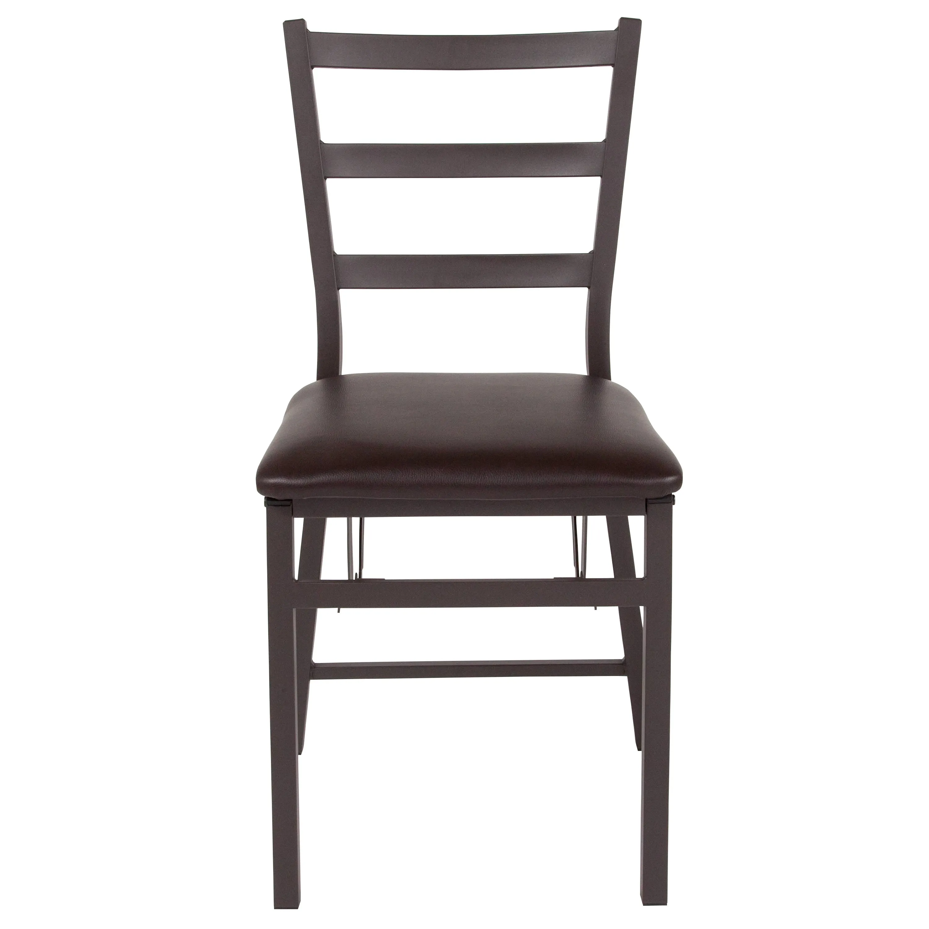 Folding Ladder Back Metal Chair with Vinyl Seat