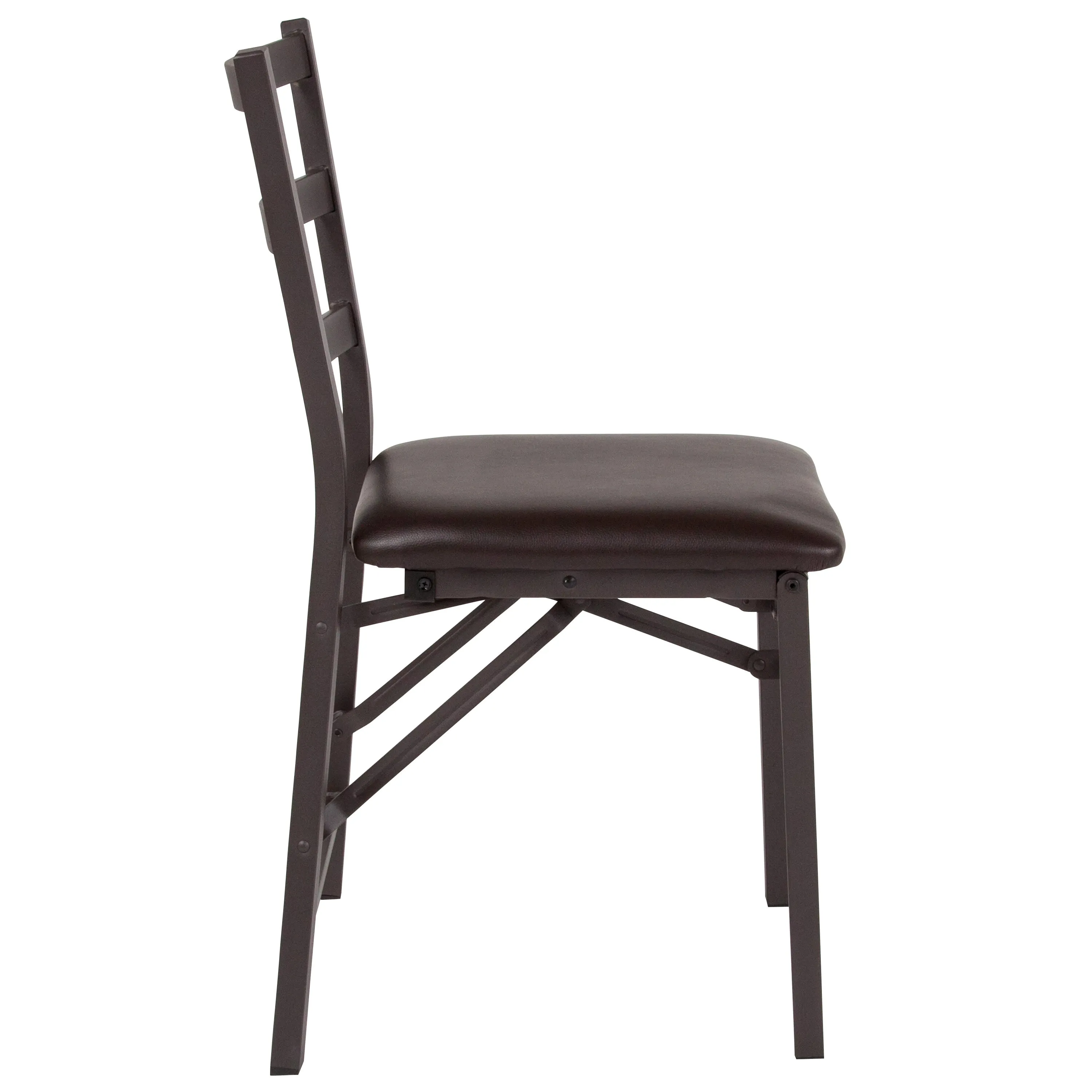 Folding Ladder Back Metal Chair with Vinyl Seat