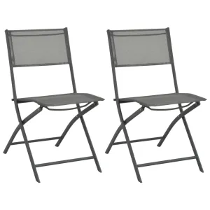 Folding Outdoor Chairs 2 pcs Steel and Textilene