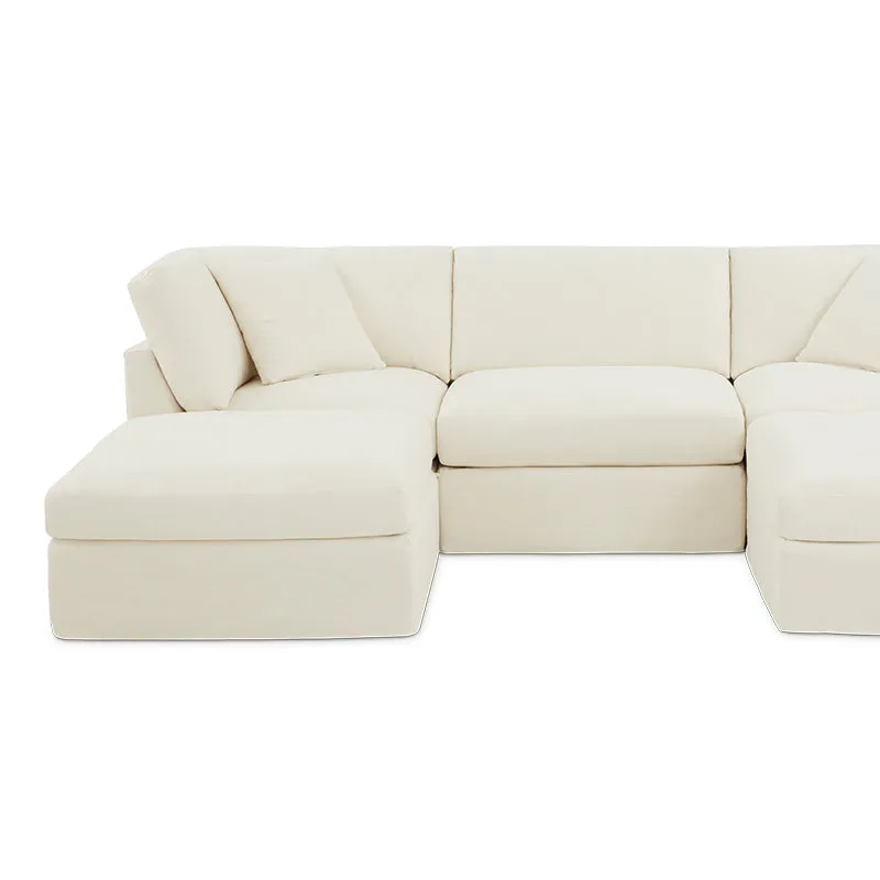 Get Together™ 5-Piece Modular U-Shaped Sectional, Standard, Cream Linen