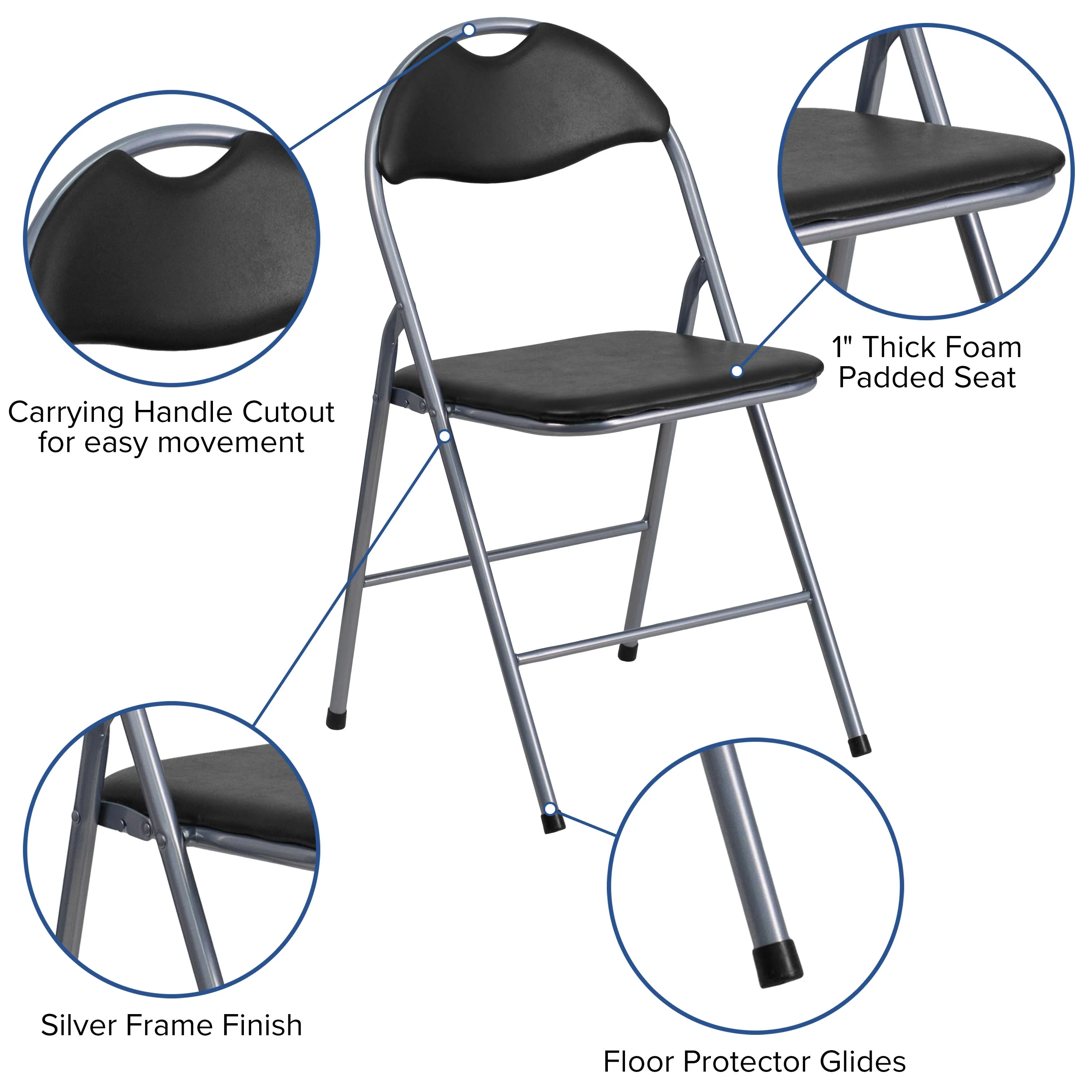 HERCULES Series Vinyl Metal Folding Chair with Carrying Handle