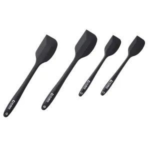 Kuber Industries Silicon Spatula Set| BPA-Free & Food Grade Silicon|Non-Stick Cookware Set of 2 (1 Large, 1 Regular Spatula)|Cooking & Baking Essentials|Heat Resistant|Dishwasher Safe (Black)