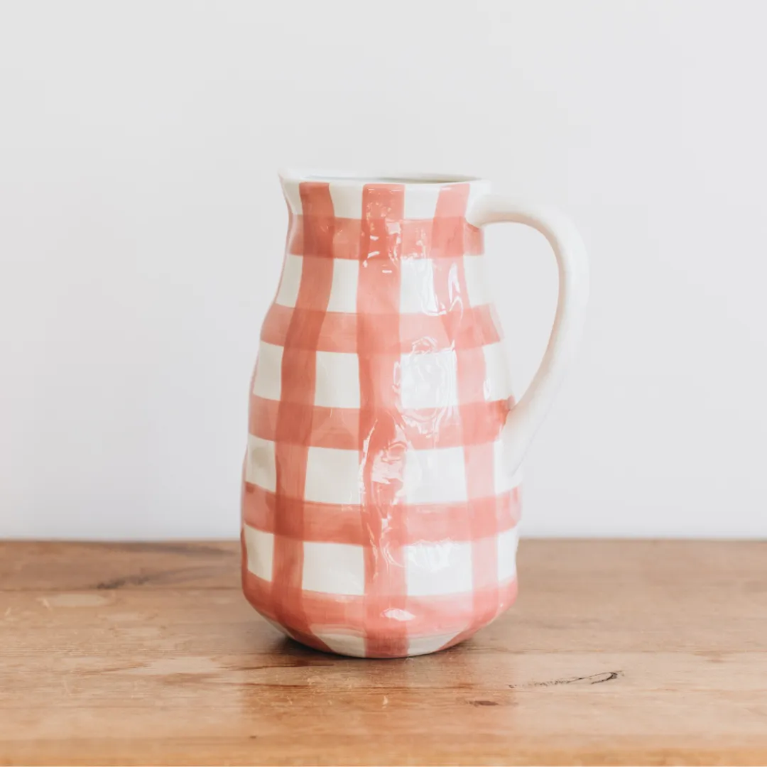 Large Jug - Pink Gingham