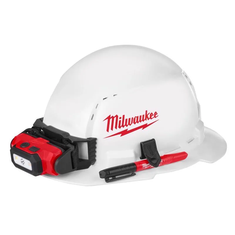 Milwaukee BOLT 4-Point Ratchet Type 1 Class C Full Brim Hard Hat White Vented