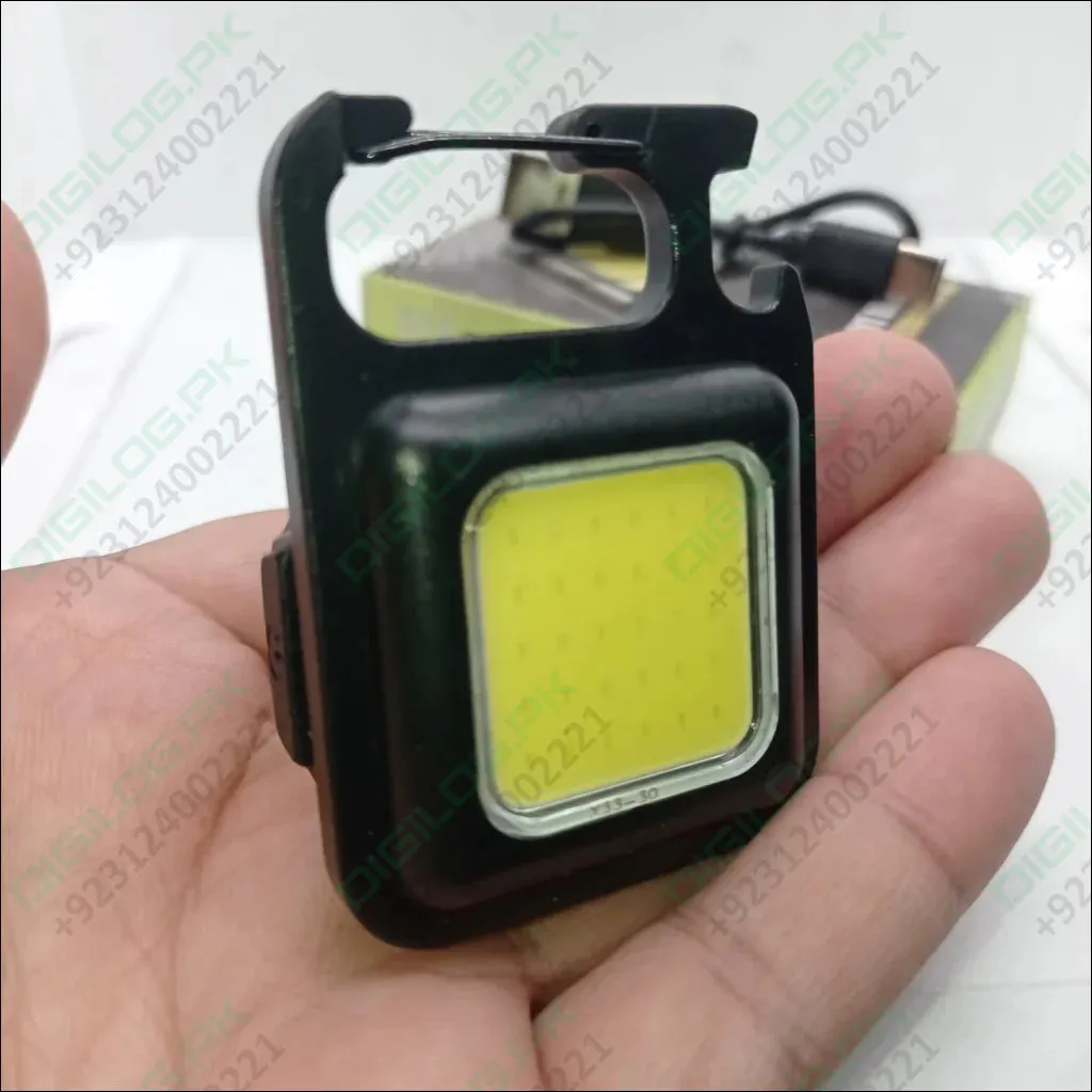 Portable COB Flashlight - Emergency Light with Rechargeable Keychain - Durable Plastic Casing