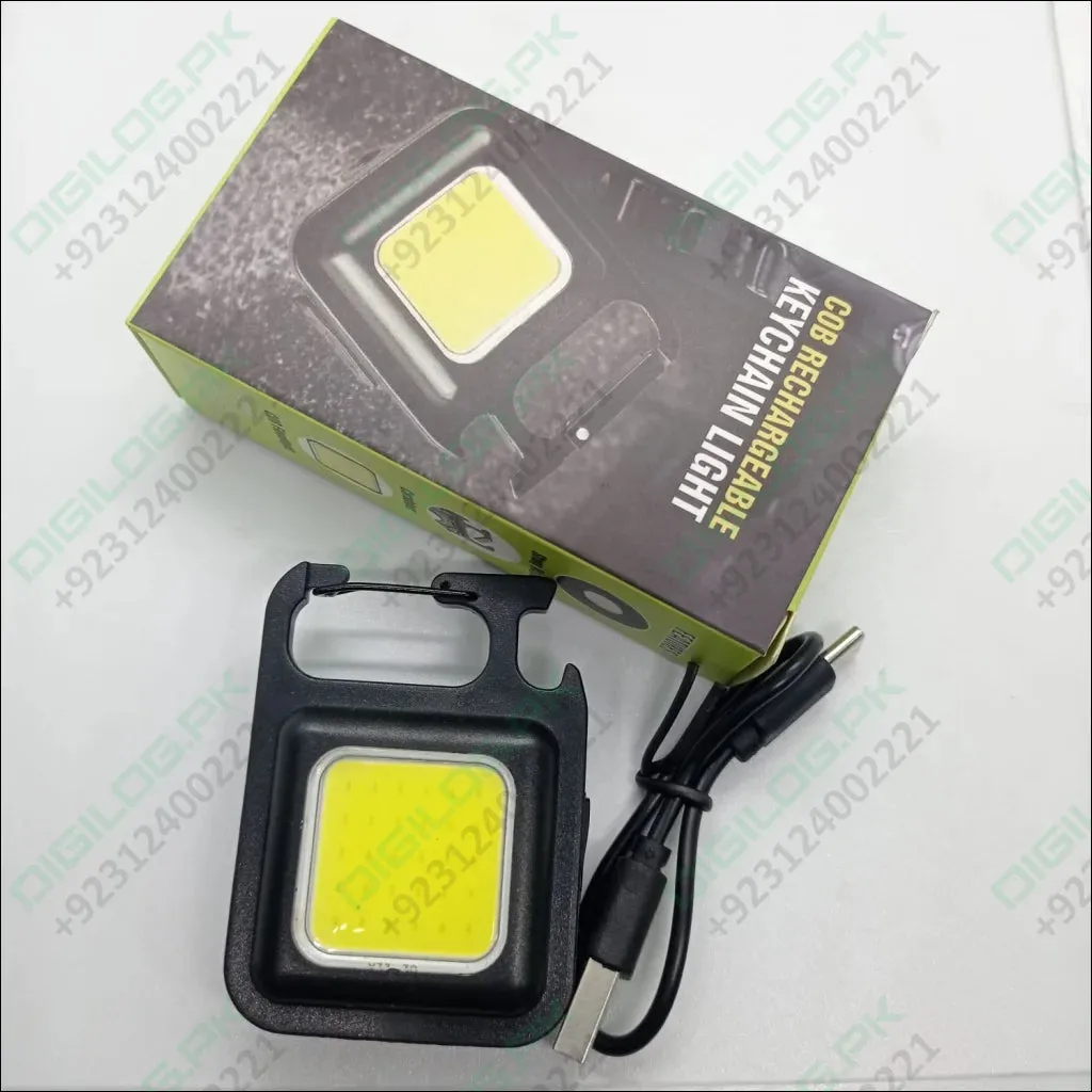 Portable COB Flashlight - Emergency Light with Rechargeable Keychain - Durable Plastic Casing