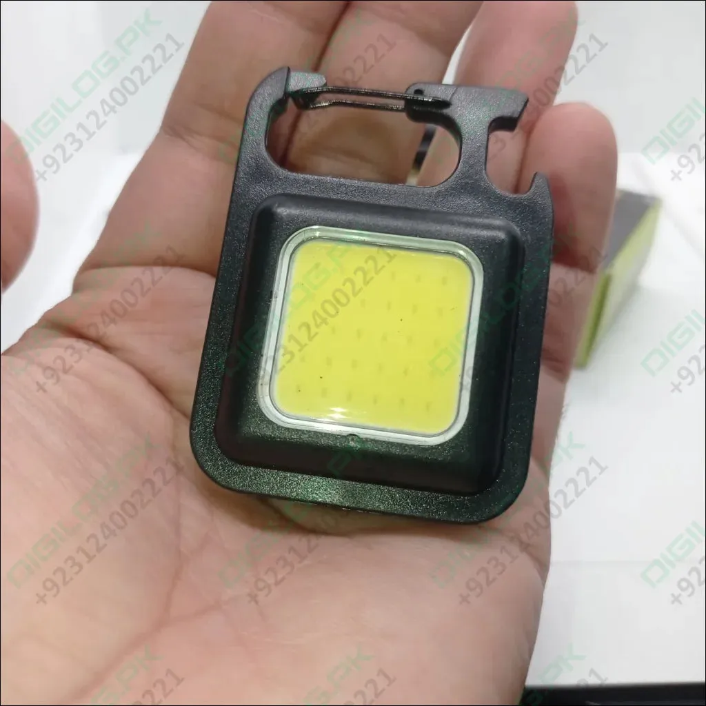 Portable COB Flashlight - Emergency Light with Rechargeable Keychain - Durable Plastic Casing