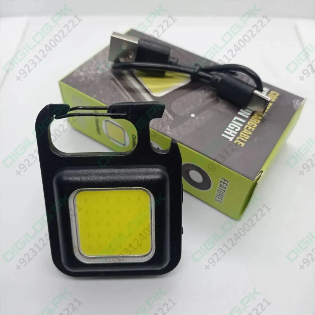 Portable COB Flashlight - Emergency Light with Rechargeable Keychain - Durable Plastic Casing